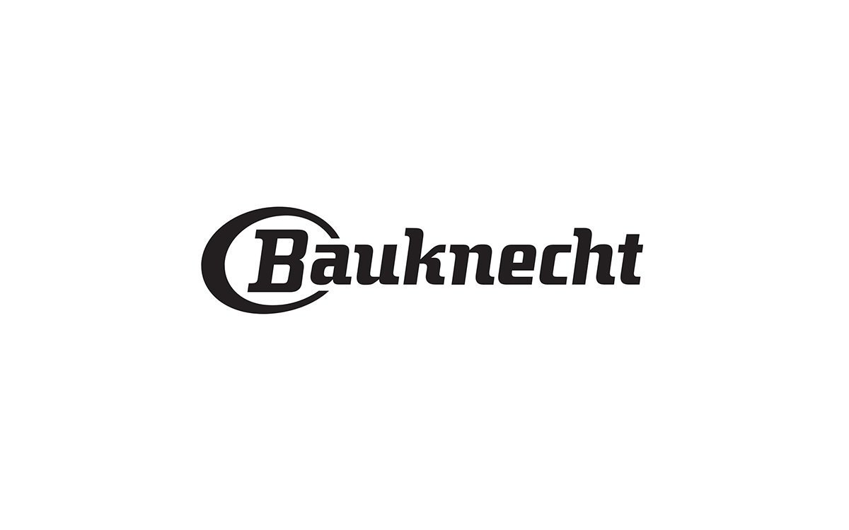 Logotipo de Bauknecht en letras negras con un óvalo rodeando la inicial sobre fondo blanco