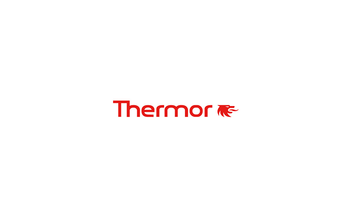 Logotipo de la marca Thermor en rojo sobre fondo blanco