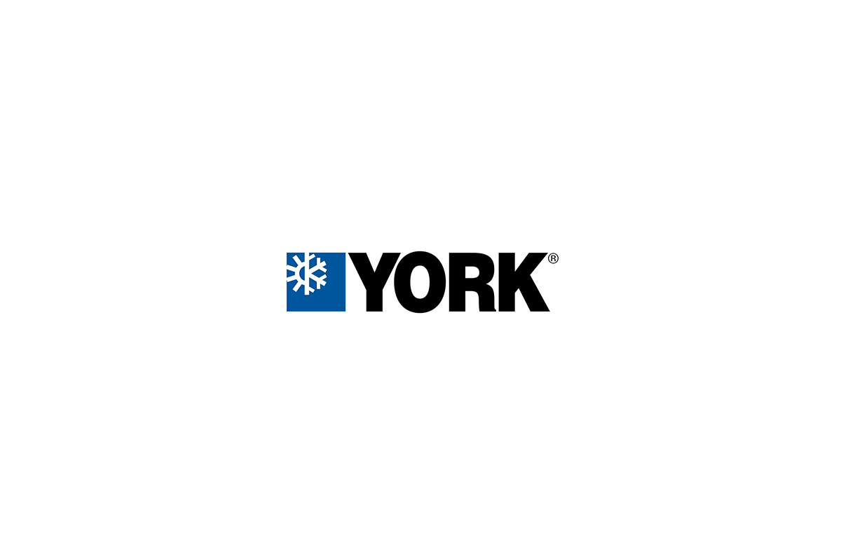 Logotipo de York, con un copo de nieve blanco sobre un recuadro azul
